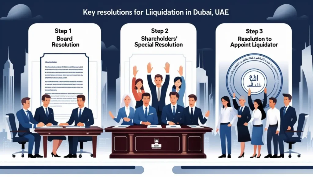 Key resolutions for company liquidation in Dubai