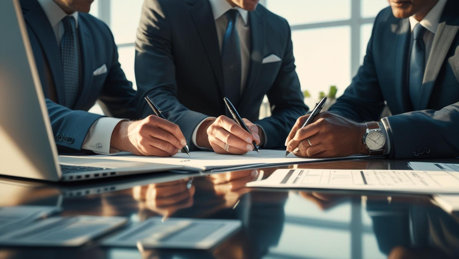 Blogs 18 Business executives signing legal documents at office