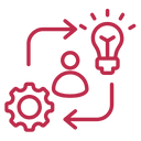 Business process management icon with red design