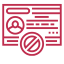 Red denied access identification card icon